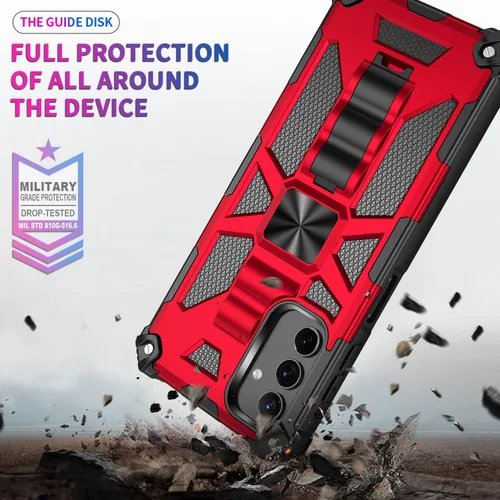 Vista 4 de Asuwish Funda para Samsung Galaxy A14 5G con protector de pantalla de vidrio templado y accesorios para celda, soporte protector híbrido resistente