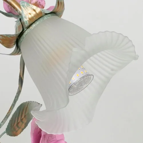 Vista 6 de Meefad Lámpara de mesa floral, elegantes lámparas de mesita de noche con pantalla de cristal, luz nocturna para niñas para escritorio pequeño
