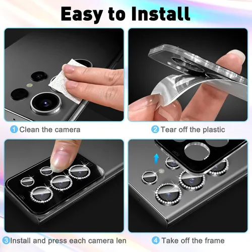 Vista 6 de LucBuy Protector de lente de cámara para Samsung Galaxy Z Fold 3, cubierta de cámara de vidrio templado Protector de pantalla Adhesivo de película