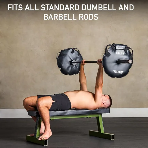 Vista 4 de Elite Sports Placas de Arena para Entrenamiento (Juego de 2) – Placas de Peso Rellenables para Barras Olímpicas – A prueba de caídas, Impermeables