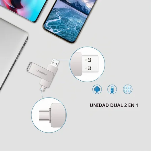 Vista 2 de Maxone Unidad flash USB tipo C de 128 GB con tecnología 3.1 - Memoria USB 2 en 1 de doble unidad OTG de alta velocidad compatible con Android