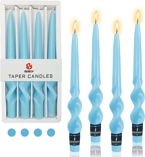 Vista 15 de SM101 - Vela cónica roja, velas en espiral de 10 pulgadas, velas largas cónicas sin goteo para cena, mesa de comedor, boda, fiesta, fiesta, Rojo