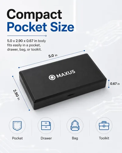 Vista 5 de MAXUS - Báscula de bolsillo digital de gramos 500 g x 0,01 g de alta precisión con bandeja, pesa alimentos pequeños, joyas, onzas, granos, pantalla