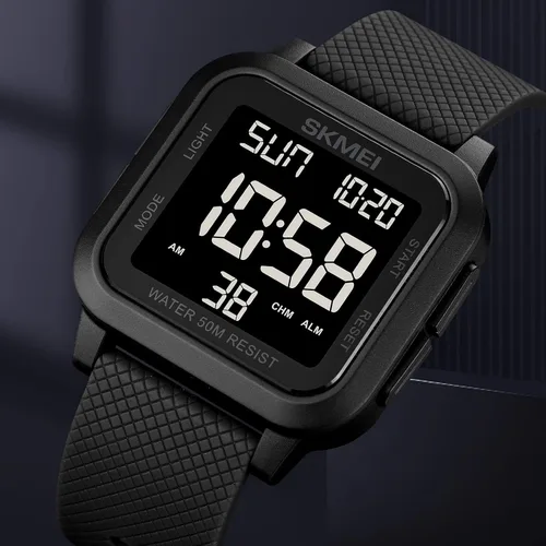 Vista 2 de SKMEI Reloj deportivo digital para hombre, ultra delgado, de cara grande, impermeable, con cronómetro, temporizador de cuenta regresiva, función