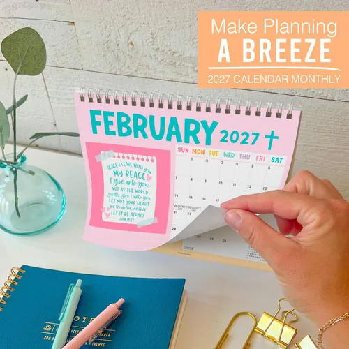 Vista 8 de Small Desk Calendar 2027 Standing Flip - 2027 Desk Calendar Small 2027-2028 Colorful Pastel