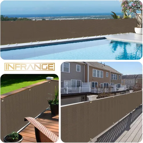 Vista 2 de 2.5' x 10' Malla de Pantalla de Valla de Privacidad para Balcón Protección contra Viento Cubierta Incluye Bridas de Cable para Terraza Apartamento