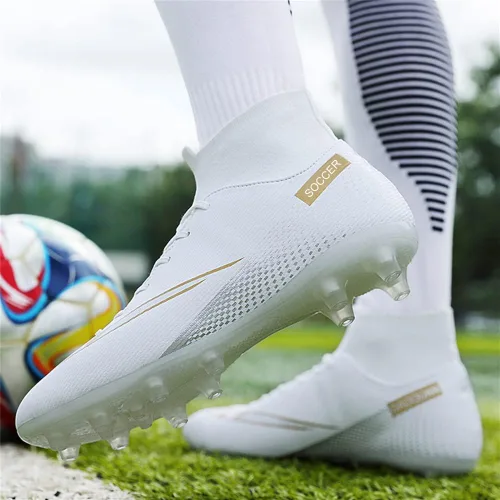 Vista 5 de MFSH Unisex-Cleats Soccer Shoes for Big Boy Fgag High-top Spikes Football Shoes for Younth Professional Training Turf Indoor Ankle Boots Athletic