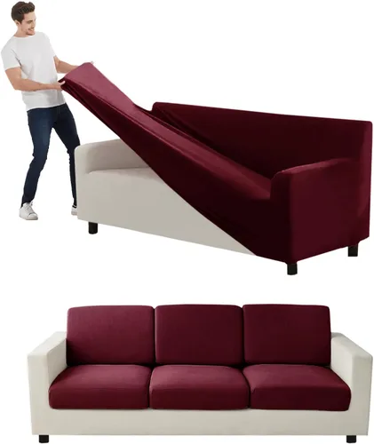 Vista 100 de Funda para Sofá de Terciopelo, Fundas Elásticas para Sofá para Funda Principal Separada/Respaldos y Cojines de Asiento, Funda para Sofá, para Fundas