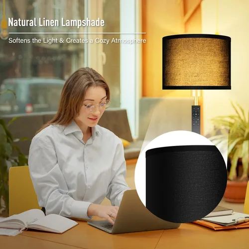 Vista 4 de Lámparas de pie doradas para sala de estar, lámpara de pie regulable sin escalones con control remoto, temperatura de color y brillo ajustables
