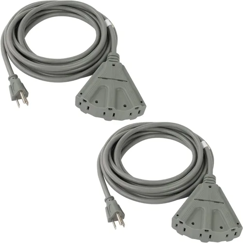 Vista 15 de EP Cable de extensión para exteriores de 6 pies, 16/3 SJTW, 3 tomas de corriente eléctrica, negro Enchufe a tierra de 3 puntas, para luces
