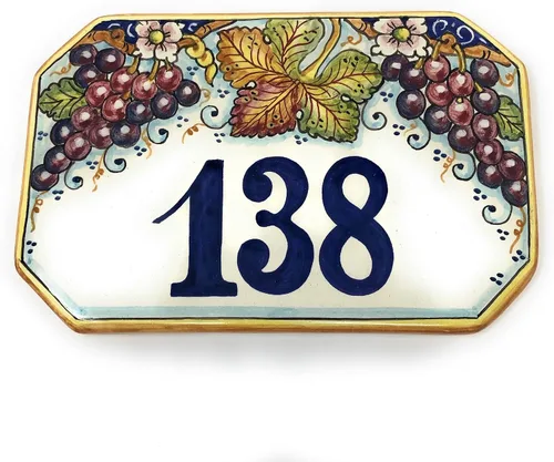 Vista 9 de CERAMICHE D'ARTE PARRINI - Azulejo de cerámica italiana de cerámica personalizada Número de casa placas de dirección cívica decoradas uva pintada a
