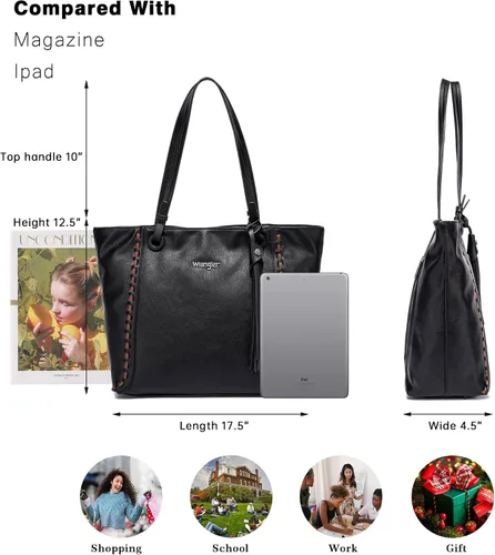 Vista 5 de Montana West Wrangler - Bolsos de mano ocultos para mujer, bolsos grandes de hombro