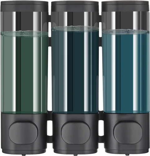 Vista 12 de Dispensador de ducha Pollock - Dispensador de champú y acondicionador sin taladro de 1 cámara para baño, de gran capacidad, negro