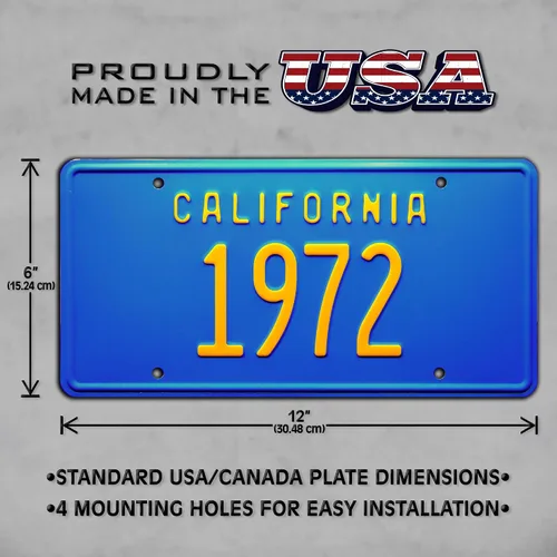 Vista 3 de California Vintage Hot Rod 1972 Placa de matrícula de tocador con estampado de metal