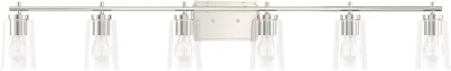 Vista 28 de Progress Lighting Adley Collection - Lámpara de tocador de baño tradicional con 3 luces, de cristal transparente, color negro mate, 7-5/8 x 23 Mate