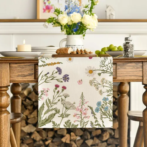 Vista 2 de Artoid Mode Camino de mesa de primavera de flores, decoración de mesa de comedor de cocina de temporada para decoración de fiesta del hogar, 13 x 72