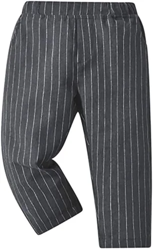 Vista 9 de IDOPIP Trajes de otoño e invierno para niños pequeños, camisa de manga larga con corbatín + chaleco + pantalones largos, overoles