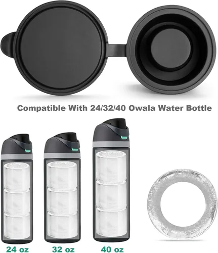 Vista 3 de ACOOKEE Molde cilíndrico hueco para cubitos de hielo para accesorios Owala de 24 onzas, 32 onzas, 40 onzas, juego de 3, molde de hielo de silicona
