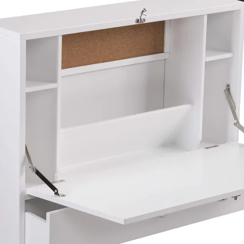 Vista 6 de SEI Furniture Willingham - Escritorio plegable para montaje en pared, color blanco