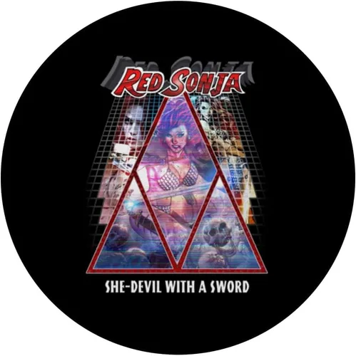 Vista 3 de Red Sonja Poster Synthwave Redhead Epic Cyberpunk Retro 80s PopSockets Adhesive PopGrip