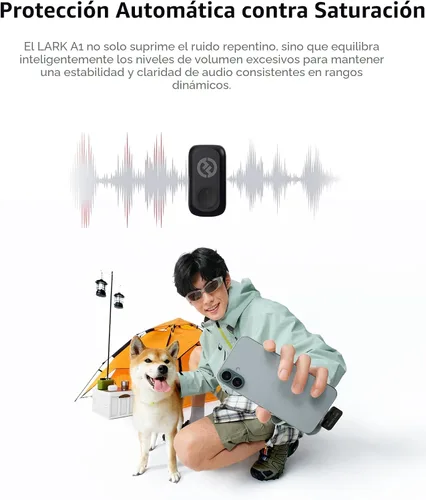 Vista 8 de Micrófono inalámbrico Hollyland Lark A1 Mini para iPhone y Android, 48kHz/24-bit, Cancelación Inteligente de Ruido de 3 Niveles, Micrófono para Negro