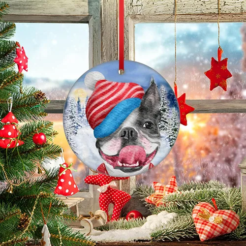 Vista 8 de Bonito adorno de perro travieso y travieso, adorno de Navidad colgante de bulldog francés, adorno de Navidad 2023 para árbol de Navidad, decoración