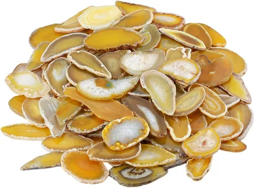 Vista 7 de mookaitedecor Láminas de ágata pulida para mesa contraluz, paquete de tarjetas de geoda de ágata de 12 piezas Assorted Geode Slices, No Holes