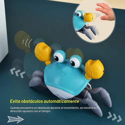 Vista 3 de Cangrejo que se arrastra, plástico recargable por USB automáticamente evita obstáculos que se arrastran cangrejo, juguete musical de cangrejo