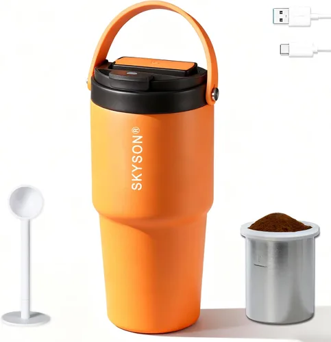 Vista 11 de Taza de café portátil para viajes, mini máquina de café expreso, taza térmica de 20 onzas con tapa, filtro eléctrico de extracción rápida, vaso