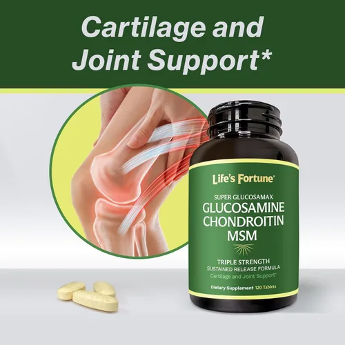 Vista 3 de Life's Fortune Triple Strength Glucosamax - Suplemento de glucosamina premium, condroitina y MSM de 1000 mg con vitamina C para comodidad