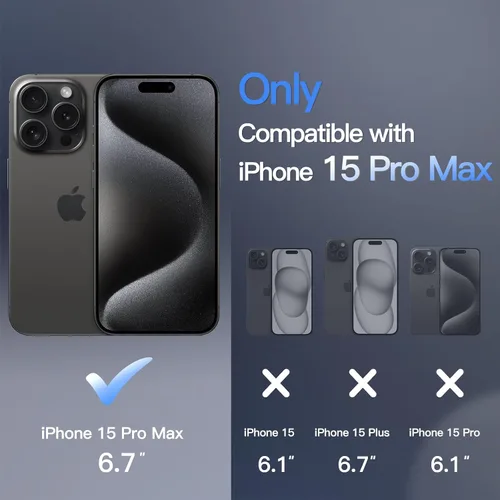 Vista 2 de JETech Funda magnética para iPhone 15 Pro Max de 6.7 pulgadas, compatible con MagSafe, translúcida mate, delgada, a prueba de golpes, color negro