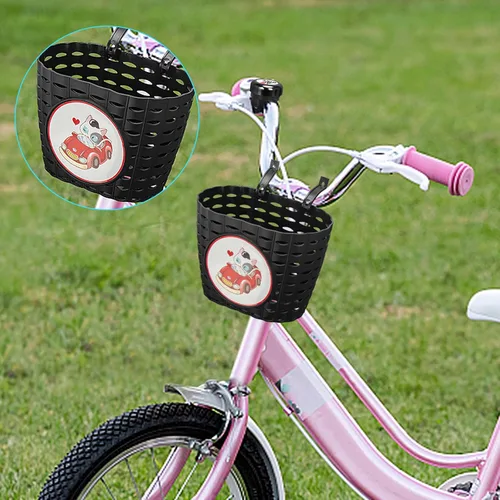 Vista 6 de Cesta de bicicleta para niños, cesta de bicicleta con campana, radios de rueda, gafas, accesorios de bicicleta para niños y niñas