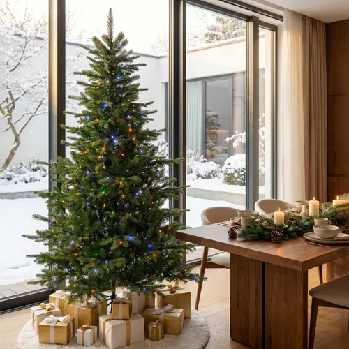 Vista 19 de Glitzhome Árbol de Navidad preiluminado, abeto artificial realista de 7.5 pies con 1,668 puntas y 680 luces centelleantes C3, 10 funciones de Aspen