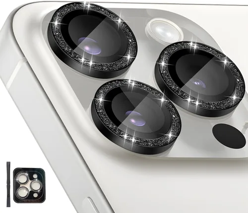 Vista 19 de Protector de lente de cámara para iPhone 14 Pro/iPhone 14 Pro Max, cubierta de lente de anillo de aleación de aluminio de vidrio templado individual