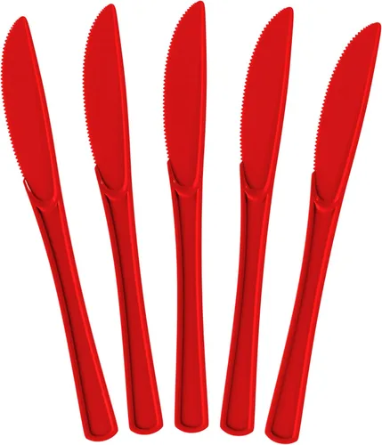 Vista 9 de Exquisite Cuchillos de plástico negro, 50 piezas, cuchillos negros, utensilios desechables, juego de cubiertos de plástico resistente