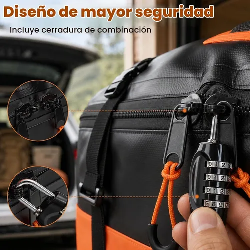 Vista 4 de 15 Cubic Feet Heavy Duty Waterproof Car Rooftop Cargo Carrier Bag Dark Orange