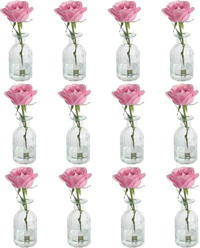 Vista 7 de 3 juegos de jarrones de vidrio transparente para flores, jarrón pequeño para decoración, jarrones a granel para centros de mesa, juego de jarrones