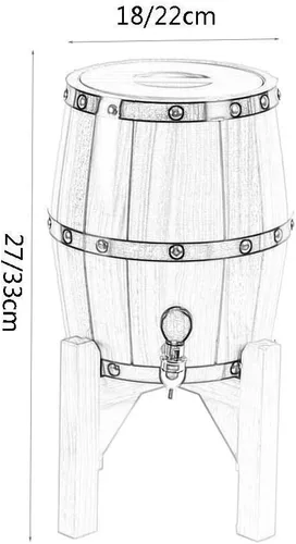 Vista 6 de Barril de vino de roble vertical Barriles de almacenamiento decorativos Barriles de madera Barriles de vino blanco Whisky Cerveza Vinagre de Brandy