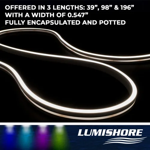 Vista 3 de Lumishore Eclipse 60-0512-1000 - Tira de luz LED neón flexible de 3.3 ft (blanca), cortada a longitud, 60-0512-1000
