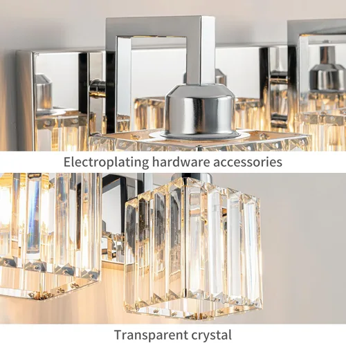 Vista 5 de Moderna lámpara de cristal para pared/tocador de baño, de 5 luces, color cromo Cromo torcido