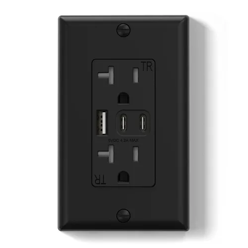 Vista 18 de ELEGRP Tomacorrientes USB, tomacorriente de pared de 15 amperios con 3 puertos USB, tomacorrientes con puertos USB C duales, receptáculos
