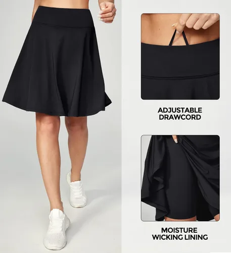 Vista 2 de IUGA Faldas pantalón de 20 pulgadas hasta la rodilla para mujer con bolsillos, falda de tenis de cintura alta, faldas de golf para mujer, casuales