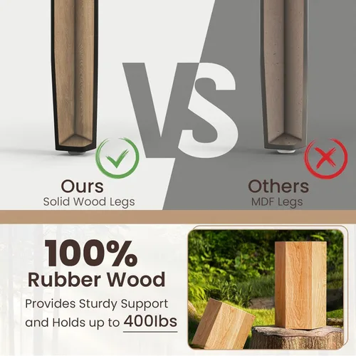 Vista 6 de Juego de 4 sillas de comedor de madera de nogal, sillas de cocina sin brazos con patas de madera de goma maciza, almohadillas antideslizantes, carga