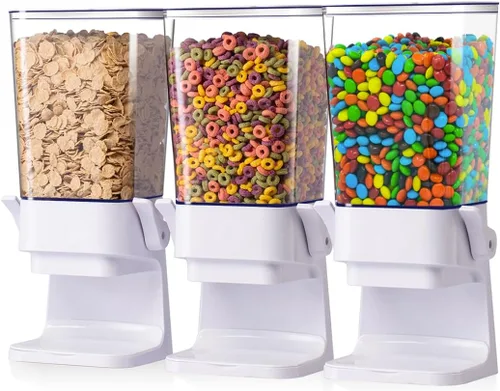 Vista 8 de Dispensador de cereales de 5L para encimera con tapas, contenedores de organización y almacenamiento para cocina y despensa, dispensador de arroz