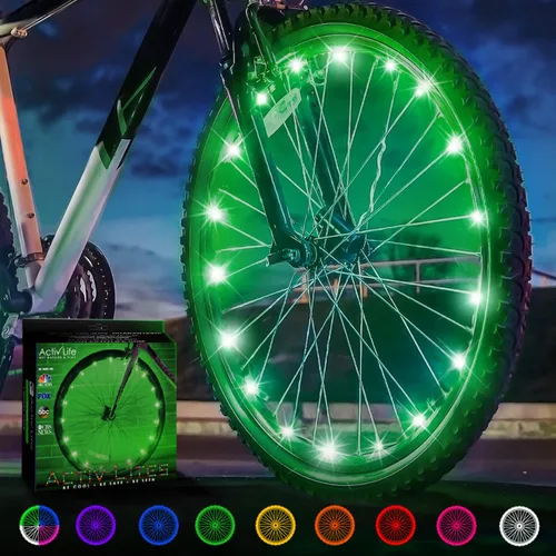 Vista 17 de Activ Life Luces LED para rueda de bicicleta con pilas incluidas. Obtén 100% más brillantes y visibles desde todos los ángulos para la máxima