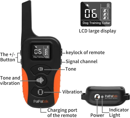 Vista 9 de Collar de Entrenamiento para Perros sin Choque con Control Remoto de 1005.84 m de Rango, Collar de Perros con Fuerte Vibración, Solo Pitido y Negro