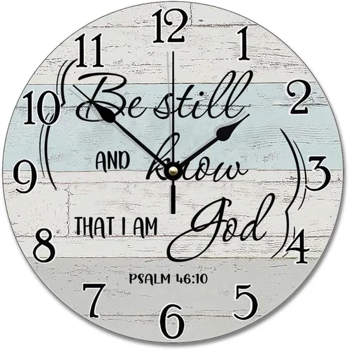 Vista 22 de Trust in the Lord With All Your Heart - Reloj de pared con versículo bíblico – Arte de cita religiosa de madera cristiana inspiradora – Madera
