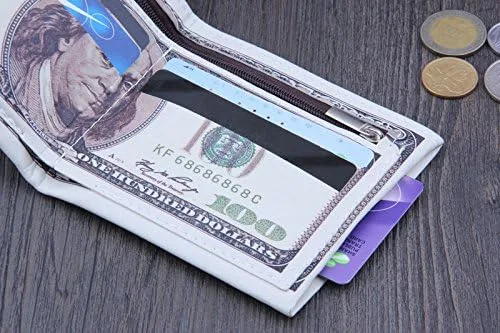 Vista 5 de Wei Long Novedad - Funda de piel sintética con clip de dinero para hombre 100 Dólar-Versión antigua Vintage