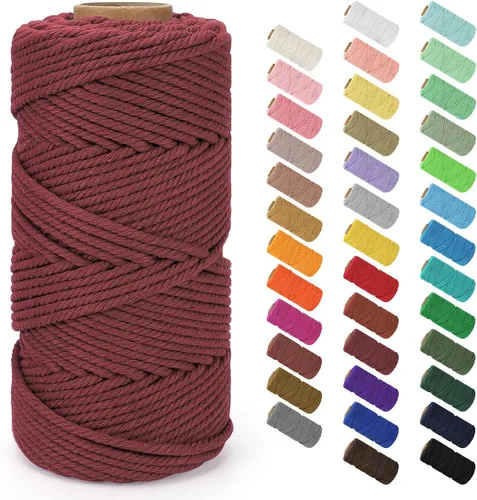 Vista 64 de Cuerda de macramé de 0.079 in x 220 yardas (656 pies), cuerda de algodón natural para colgar en la pared, ganchos de plantas, manualidades Verde
