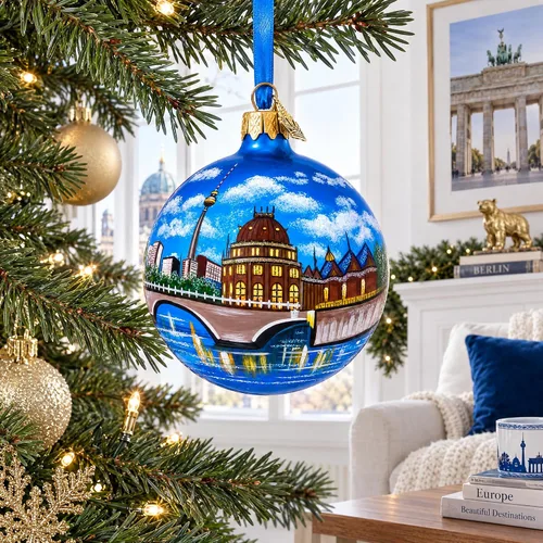 Vista 2 de Berlín, Alemania Bola de Vidrio Adorno de Navidad 3,25 Pulgadas